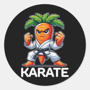 Funny Carrot Martial Arts Fighter Black Belt Karat Classic Round Sticker