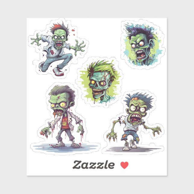 Funny Cartoon 5 Crazy Zombie  (Sheet)
