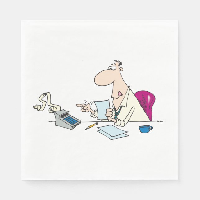 Funny Cartoon Accountant Office Humour Napkin (Front)