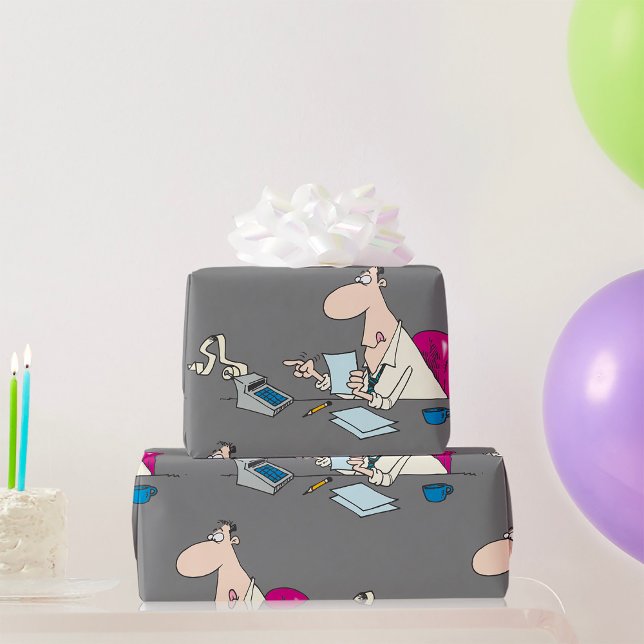 Funny Cartoon Accountant Office Humour  Wrapping Paper (Creator Uploaded)