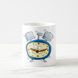 Funny Cartoon Alarm Clock Quirky Waking Up Coffee Mug