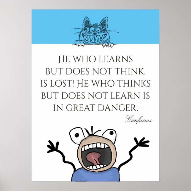 Funny Cartoon And Cat Learning  Poster (Front)