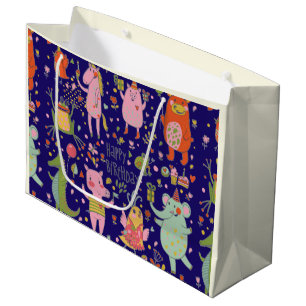 Funny Cartoon Animals Sing Happy Birthday     Large Gift Bag