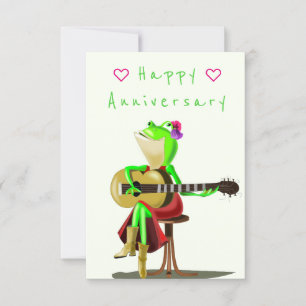 Funny Cartoon Anniversary Card Frog Guitar Player