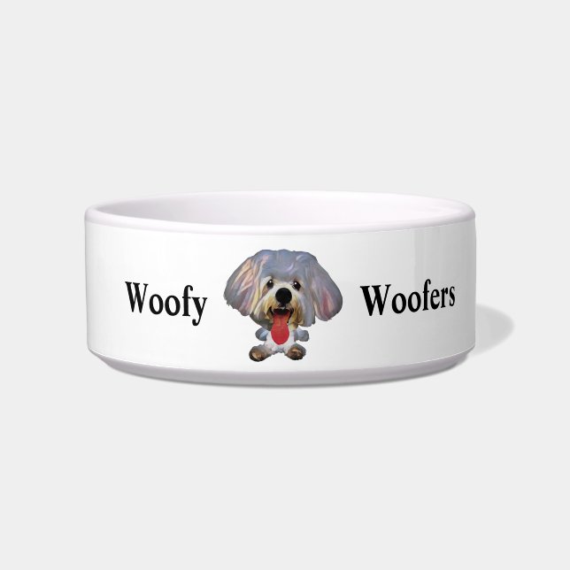 Funny Cartoon Art Maltese Dog Bowl (Front)