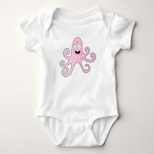 Funny cartoon baby girl octopus bodysuit