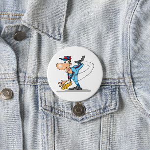 Funny Cartoon Baseball Pitcher Throwing a Fastball 7.5 Cm Round Badge