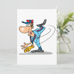 Funny Cartoon Baseball Pitcher Throwing a Fastball Invitation