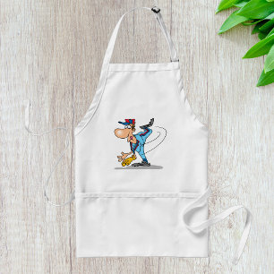 Funny Cartoon Baseball Pitcher Throwing a Fastball Standard Apron