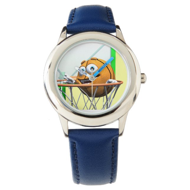 Funny Cartoon Basketball in a Hoop Watch (Front)