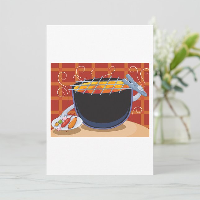 Funny Cartoon BBQ Grill with Tongs and Skewers  Invitation (Creator Uploaded)