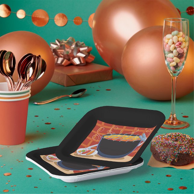 Funny Cartoon BBQ Grill with Tongs and Skewers  Paper Plate (Creator Uploaded)