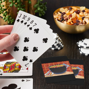Funny Cartoon BBQ Grill with Tongs and Skewers Playing Cards