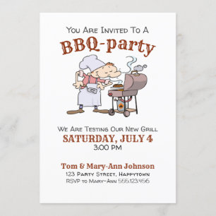 Funny Cartoon BBQ Party Invitation