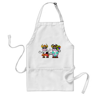Funny Cartoon Beach Cow Couple Apron