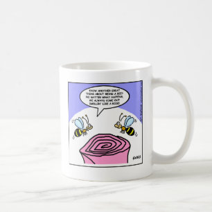Funny Cartoon Bees Smelling Like A Rose Gardener Coffee Mug