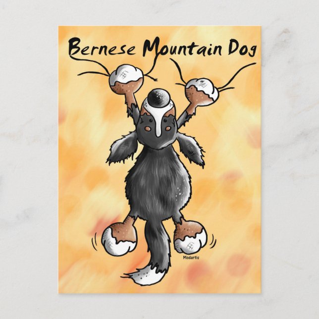 Funny Cartoon Bernese Mountain Dog Postcard (Front)