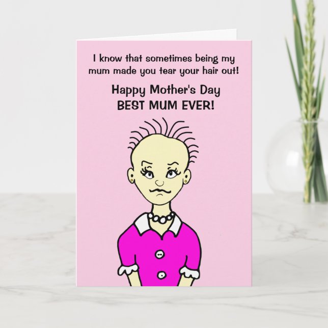 Funny Cartoon Best Mum Mother's Day Card (Front)
