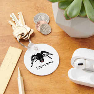Funny Cartoon Black Spider Halloween Black Widow Key Ring