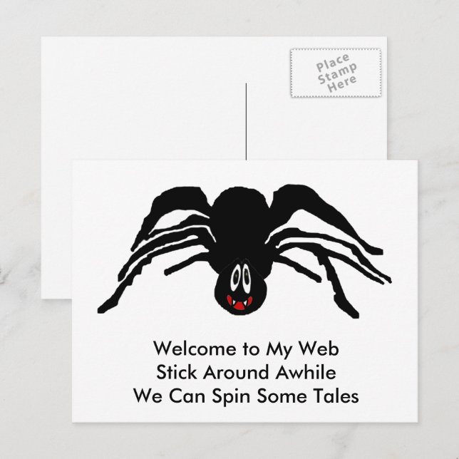 Funny Cartoon Black Spider Halloween Black Widow Postcard (Front/Back)