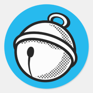 Funny Cartoon Black White Cat Bell Pop Art Classic Round Sticker