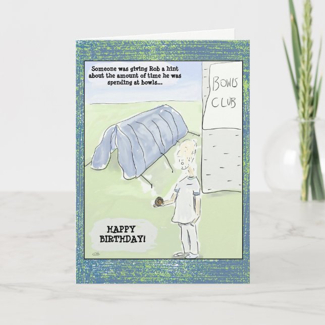 Funny Cartoon Bowls Birthday Card (Front)