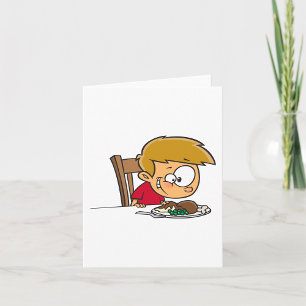 Funny Cartoon Boy Excited for Dinner Card