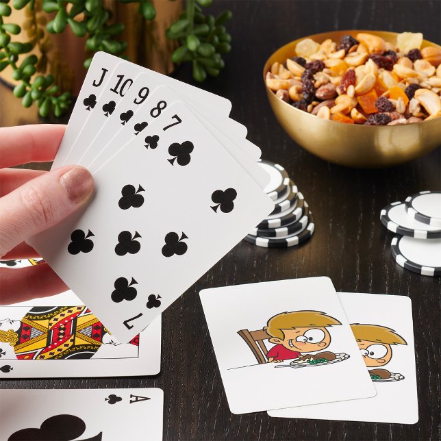 Funny Cartoon Boy Excited for Dinner  Playing Cards (Creator Uploaded)