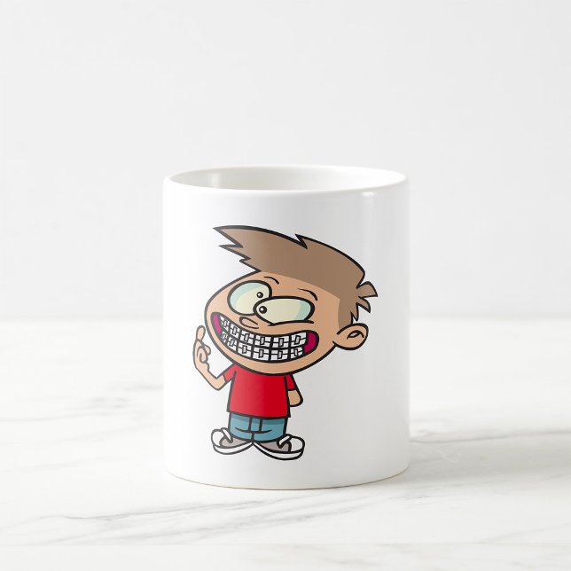 Funny Cartoon Boy with Braces Smile Coffee Mug (Creator Uploaded)