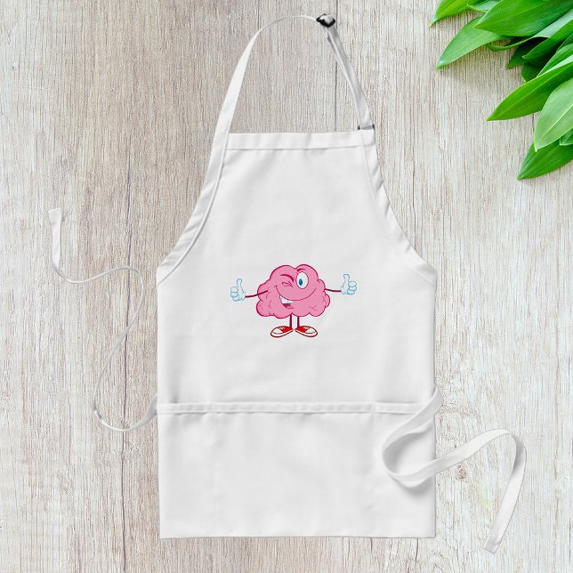 Funny Cartoon Brain Winking Character Thumbs Up Standard Apron (Creator Uploaded)