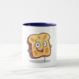 Funny Cartoon Bread Dollar Sign Coffee Cup