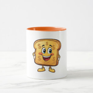 Funny Cartoon Bread Dollar Sign Coffee Cup