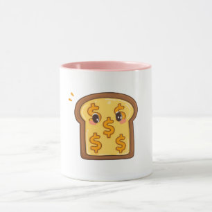 Funny Cartoon Bread Dollar Sign Coffee Cup