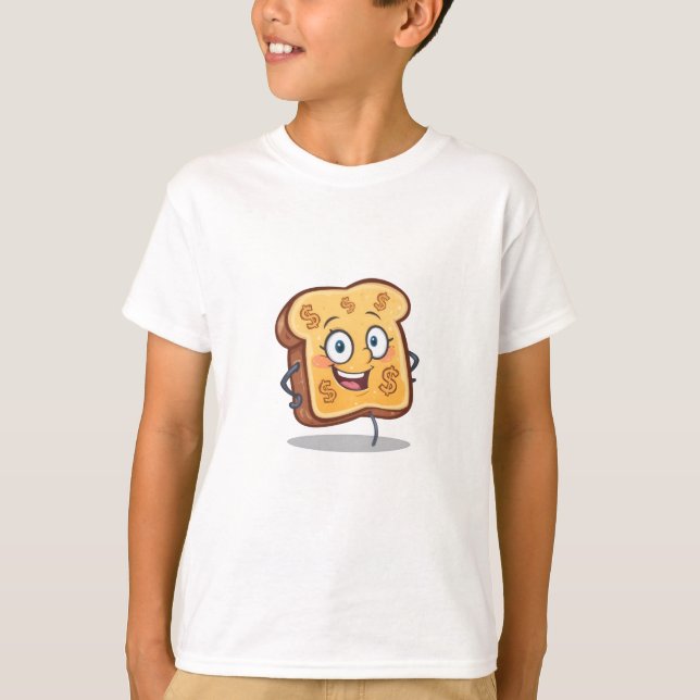  Funny Cartoon Bread Dollar Sign Graphic Tee (Front)