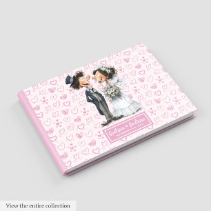 Funny Cartoon Bride and Groom Guestbook