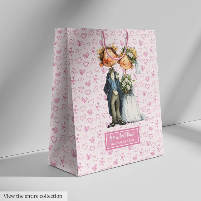 Funny cartoon bride groom gift bag (Funny cartoon bride groom gift bag)