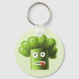 Funny Cartoon Broccoli Is Healthy Food Key Ring
