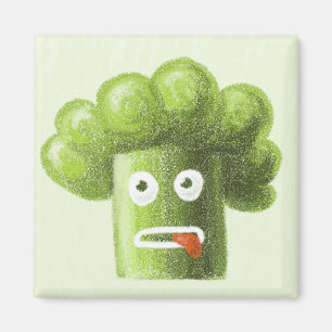 Funny Cartoon Broccoli Is Healthy Food Magnet