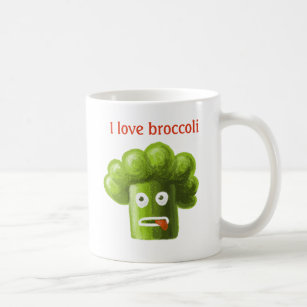 Funny Cartoon Broccoli Love Coffee Mug