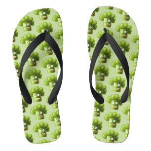 Funny Cartoon Broccoli Pattern Flip Flops