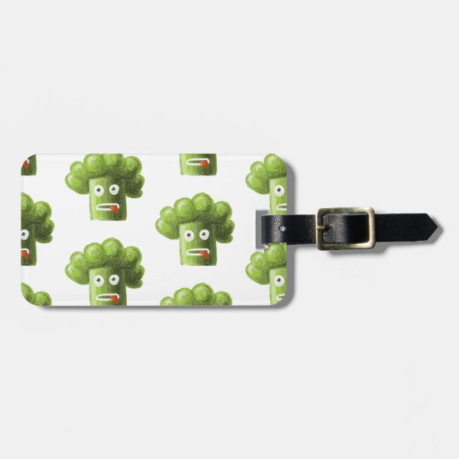 Funny Cartoon Broccoli Pattern Personalised Luggage Tag (Front Horizontal)