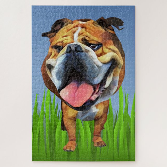 Funny Cartoon Bulldog 1014 Piece Difficult Puzzle (Vertical)