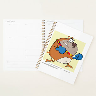 Funny Cartoon Bulldog Boxer Dog Planner