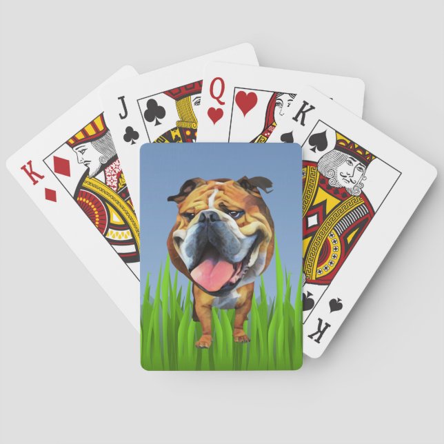 Funny Cartoon Bulldog Playing Cards (Back)