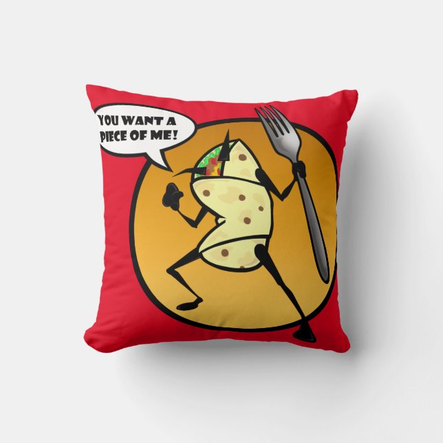 FUNNY CARTOON BURRITO GRAPHIC SQUARE THROW PILLOW (Front)