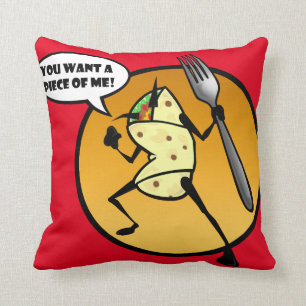 FUNNY CARTOON BURRITO GRAPHIC SQUARE THROW PILLOW