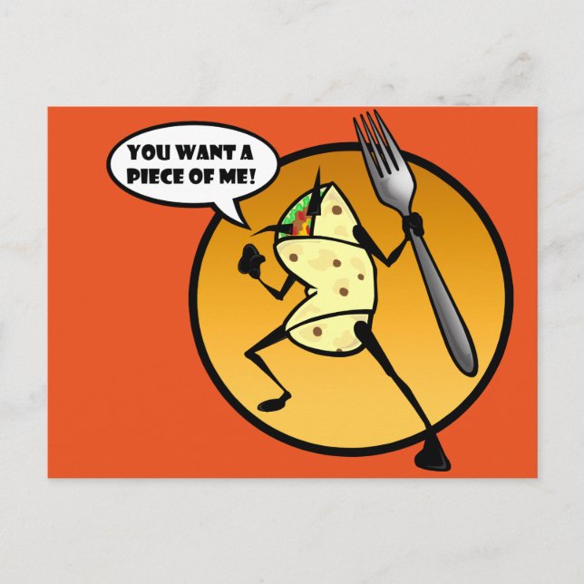 FUNNY CARTOON BURRITO POSTCARD (Front)