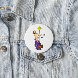 Funny Cartoon Businessman at Bus Stop  7.5 Cm Round Badge