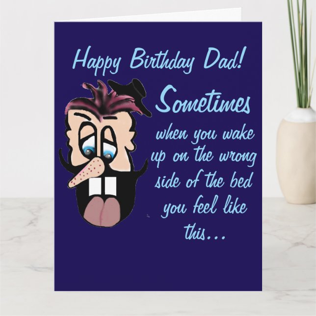 Funny Cartoon Caricature Happy Birthday Dad! Card (Front)