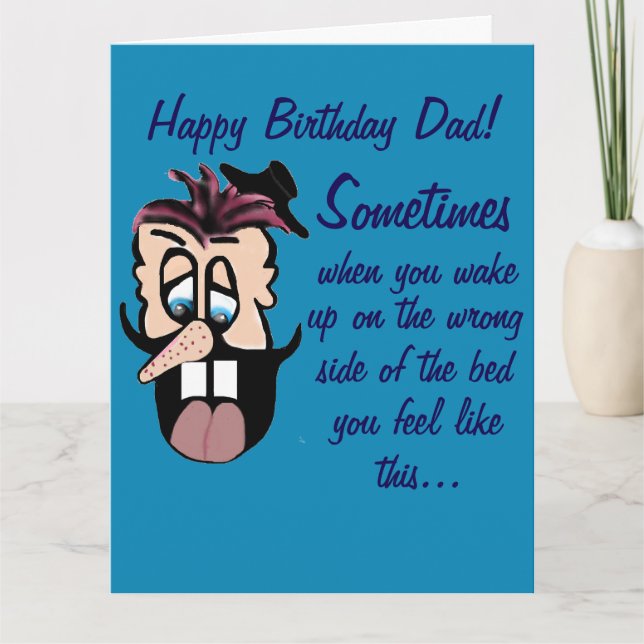 Funny Cartoon Caricature Happy Birthday Dad! Card (Front)
